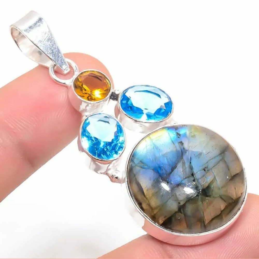 FINAL PRICE DROP!! Labradorite and Topaz Pendant